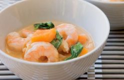 Prawns and sweet potato in a sweet red curry sauce