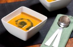 Pumpkin and leek soup with sage butter
