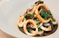 Calamari with braised radicchio and spinach