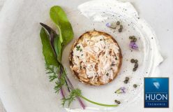 Hot Smoked salmon Rillettes with herbed crème fraiche and capers